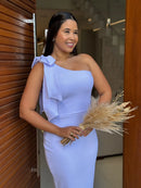 Vestido Amanda - Vestido Branco Midi Crepe Malha Branco