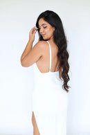 Vestido Lolla - Vestido Branco Midi Fenda Branco