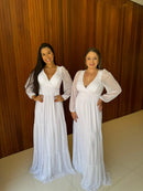 Vestido Noivinha - Vestido Branco Manga Longa Tule Branco