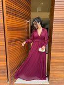Vestido Grécia - Vestido Longo Manga Removível