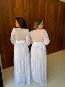 Vestido Noivinha - Vestido Branco Manga Longa Tule Branco