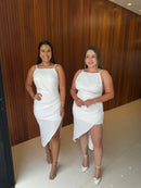 Vestido Lolla - Vestido Branco Midi Fenda Branco