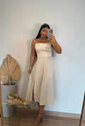 Vestido Lud - Vestido Midi Seda Areia
