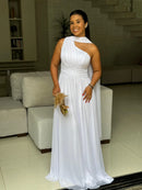 Vestido Melu - Vestido Branco Longo em Tule com Gola Choker