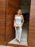 Vestido Sara - Vestido Branco Maxi Midi Alfaiataria