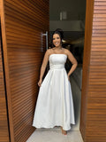 Vestido Mel - Vestido Off White Maxi Midi Alfaiataria