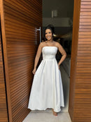 Vestido Mel - Vestido Off White Maxi Midi Alfaiataria