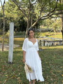 Vestido Carol - Vestido Midi Branco Chifon