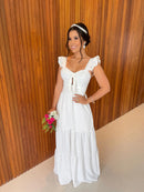 Vestido Céu - Vestido Off White Duna Pipoca Branco