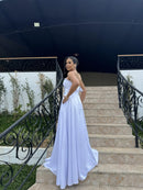 Vestido Eva - Vestido Branco Decote Reto Zibeline