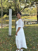 Vestido Carol - Vestido Midi Branco Chifon