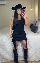 Vestido Yas – Suede Franjas Decote