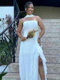 Vestido Luana - Vestido Branco com Babados em Chiffon