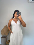 Vestido Bianca - Vestido Branco Maxi Midi