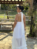 Vestido Jacy - Vestido Branco Frente Única Chiffon
