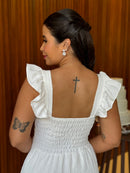 Vestido Céu - Vestido Off White Duna Pipoca Branco