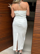 Vestido Sara - Vestido Branco Maxi Midi Alfaiataria