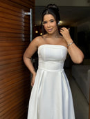 Vestido Mel - Vestido Off White Maxi Midi Alfaiataria