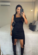 Vestido Yas – Suede Franjas Decote