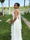 Vestido Luana - Vestido Branco com Babados em Chiffon