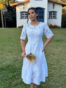 Vestido Julieta - Vestido Branco Maxi Midi Renda