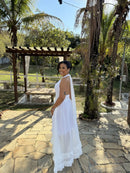 Vestido Jacy - Vestido Branco Frente Única Chiffon