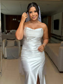 Vestido Morana - Vestido Off White Longo Prada Acetinado