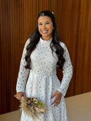 Vestido Maria - Vestido Branco Longo Renda Nude
