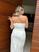 Vestido Sara - Vestido Branco Maxi Midi Alfaiataria