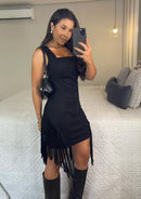 Vestido Yas – Suede Franjas Decote