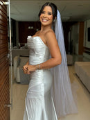 Vestido Morana - Vestido Off White Longo Prada Acetinado
