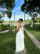 Vestido Luana - Vestido Branco com Babados em Chiffon