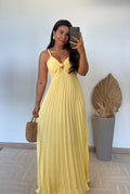 Vestido Thay Liso - Crepinho Plissado Liso