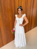 Vestido Céu - Vestido Off White Duna Pipoca Branco