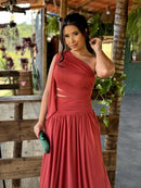 Vestido Itália - Vestido Longo Tule Ombro Só