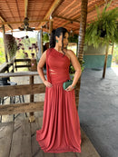 Vestido Itália - Vestido Longo Tule Ombro Só