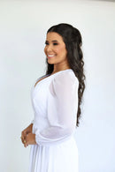 Vestido Noivinha - Vestido Branco Manga Longa Tule Branco