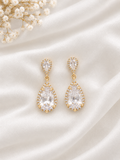 Brinco Prata e Dourado com Gota Cravejada