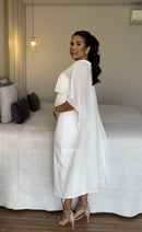 Vestido Vida - Midi Alfaiataria com Capa Off White
