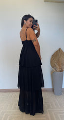 Vestido Dulce - Vestido Detalhes em Renda e Camadas Chiffon