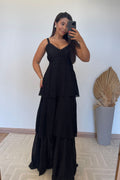 Vestido Dulce - Vestido Detalhes em Renda e Camadas Chiffon