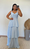 Vestido Dulce - Vestido Detalhes em Renda e Camadas Chiffon
