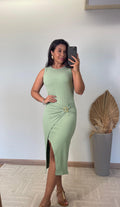 Vestido Lurian Regata -Canelado com  Fenda