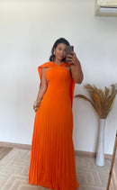 Vestido Elisa -Crepinho Seda com Saia Plissada