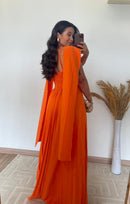 Vestido Elisa -Crepinho Seda com Saia Plissada