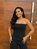 Blusa Jeans com Pedrarias – Efeito Glow