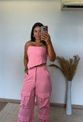 Conjunto Bella - Top e Calça Cargo Estiloso