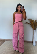 Conjunto Bella - Top e Calça Cargo Estiloso