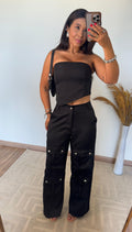 Conjunto Bella - Top e Calça Cargo Estiloso