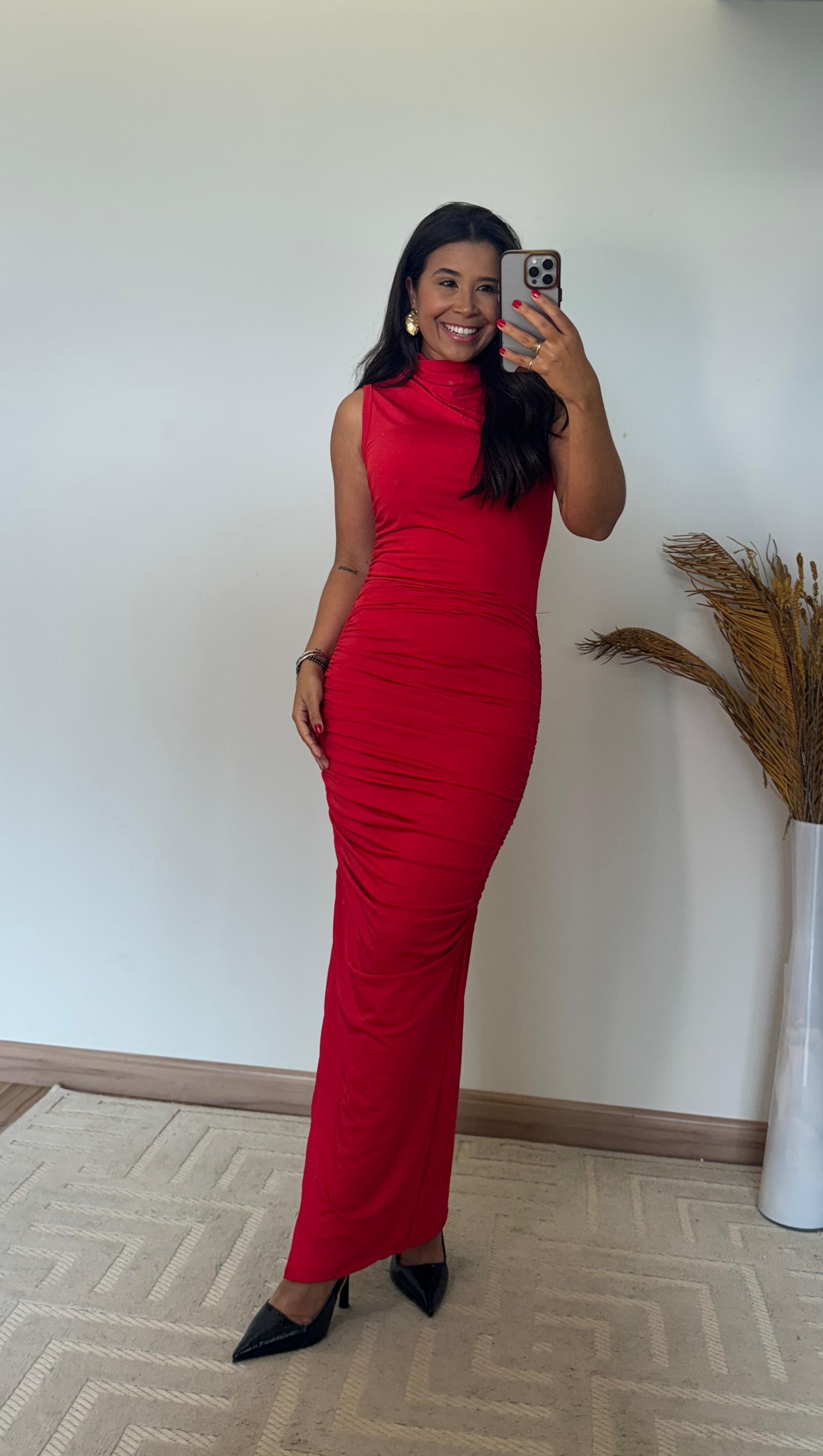 Vestido Mailí Lorena Longuette Drapeado | Mailí Loja